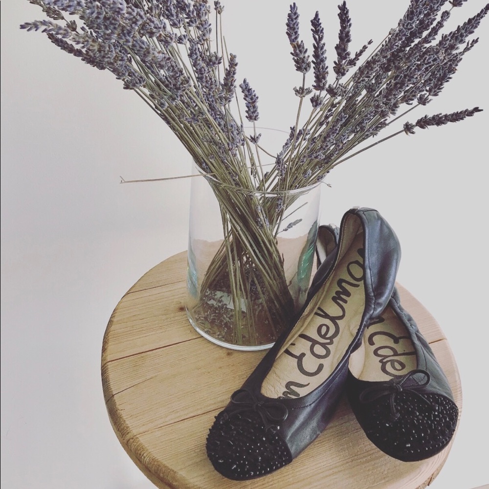 The Beatrix - Black Leather Studded Ballet